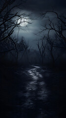 Under the Pale Moonlight: An Unsettling Journey through Eerie Landscape.