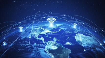 Obraz na płótnie Canvas Global Integration: Wireless Signs Across the Globe