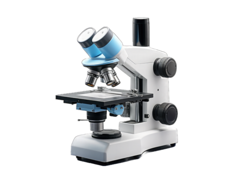 Microscope isolated on white background. Digital Microscope on  png transparent background
