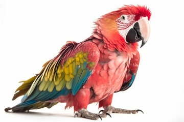 Fototapeta premium Pink_parrot_macaw_isolated_on_the_white_background_cutou