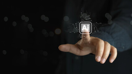 Ai technology, Artificial Intelligence. man using technology smart robot AI, artificial...