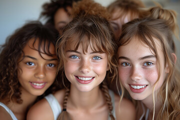 Smiling Child's Close-Up Portrait with Beautiful Eyes and Youthful Expression