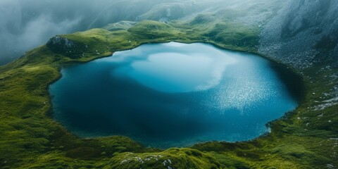 A Breathtaking Image Of A Continentshaped Lake Surrounded By Pristine Nature. Сoncept Continental Beauty, Pristine Paradise, Nature's Masterpiece, Serene Continent Lake, Breathtaking Landscape
