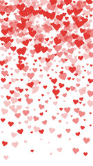 Red hearts scattered on white background.