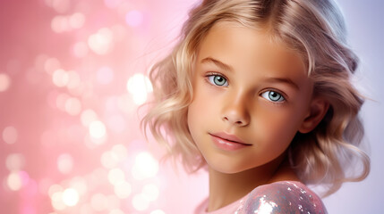 Obraz na płótnie Canvas cute innocent girl with blue eyes and blond hair 