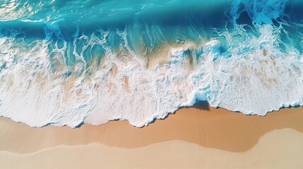 Fototapeta na wymiar Summer seascape beautiful waves, blue sea water in sunny day. top view from drone. sea aerial view,