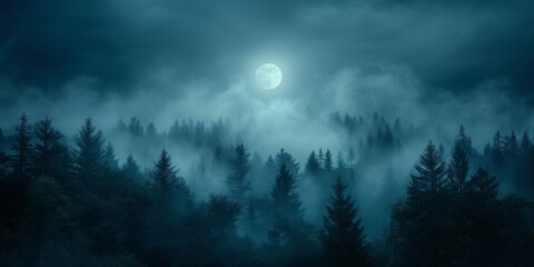 Enchanting Moonlit Forest Shrouded In Eerie Mist, Perfect For Halloween Vibes. Сoncept Astrology And Zodiac Signs, Diy Home Decor, Healthy Recipes For Fall, Fall Fashion Trends