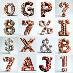 Fototapeta premium 3D lettering what blend Bones and Muscles. AI generated illustration