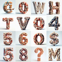 Fototapeta premium 3D lettering what blend Bones and Muscles. AI generated illustration