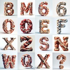 Fototapeta premium 3D lettering what blend Bones and Muscles. AI generated illustration
