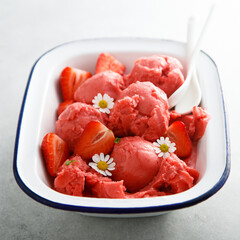 Homemade strawberry ice cream