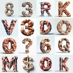 Fototapeta premium 3D lettering what blend Bones and Muscles. AI generated illustration