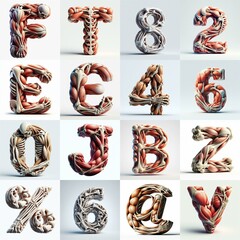 Fototapeta premium 3D lettering what blend Bones and Muscles. AI generated illustration
