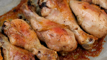 Fresh Fried chicken legs close up