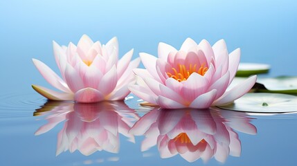 White and pink lotus flower on water