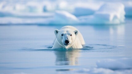 Wild polar bear on pack ice in arctic