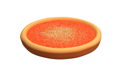 Tasty Chicago-style pizza on white background. 3d rendering