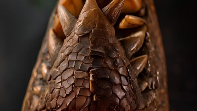 A closeup of a fossilized dinosaur tooth reveals unique patterns and structures providing valuable insights into the animals dental structure and dietary habits.