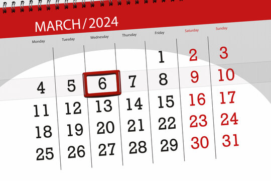 Calendar 2024, deadline, day, month, page, organizer, date, March, wednesday, number 6