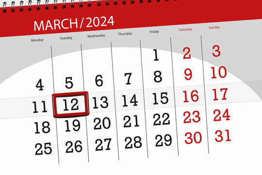 Calendar 2024, deadline, day, month, page, organizer, date, March, tuesday, number 12