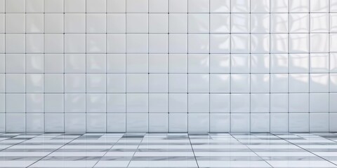 Checkerboard Pattern In White Ceramic Tiles Enhances Bathroom Walls And Floors. Сoncept Home Renovation, Bathroom Design, Checkerboard Tiles, Wall And Floor Decor, Ceramic Tile Patterns