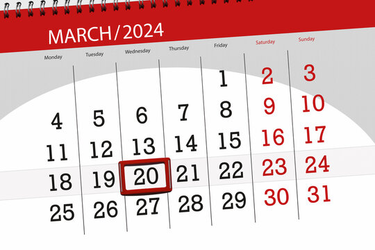 Calendar 2024, deadline, day, month, page, organizer, date, March, wednesday, number 20