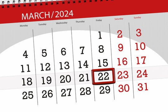 Calendar 2024, deadline, day, month, page, organizer, date, March, friday, number 22