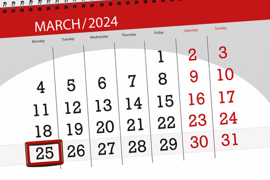 Calendar 2024, deadline, day, month, page, organizer, date, March, monday, number 25