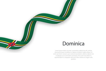 Waving ribbon with flag of Dominica