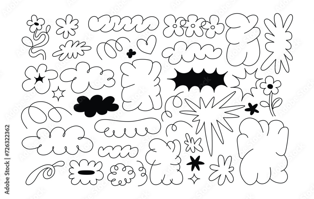 Aufkleber Vector set of minimalist design elements, flowers - abstract background elements for branding, packaging, prints and social media posts