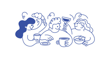 Vector logo design template and graphic elements for advertising, branding, posters and banners, funny cartoon illustrations with smiling character, coffee cup mascot, print and sticker