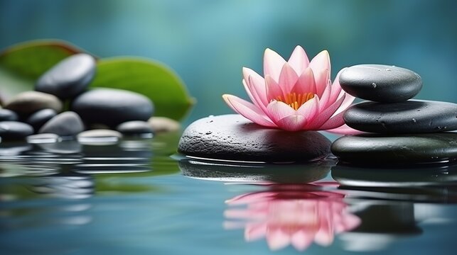 Spa stones and water lily spa theme banner