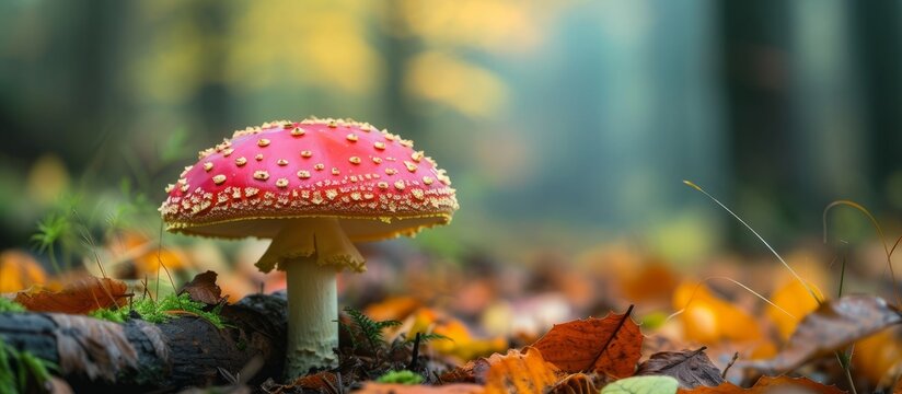 Forest is the habitat of an amanita rubescens mushroom.