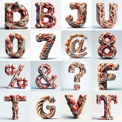 Fototapeta premium 3D lettering what blend Bones and Muscles. AI generated illustration
