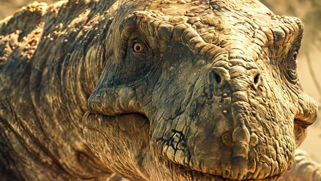 Deep grooves and wrinkles on a large fossil indicating the thick and wrinkly skin of a sauropod the largest creature to ever walk the earth.