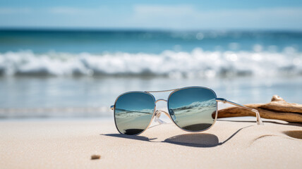 Fototapeta na wymiar Sunglasses on the beach