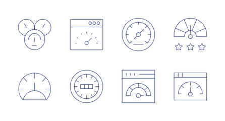 Speedometer icons. Editable stroke. Containing speedometer, barometer, internet, rating, site.