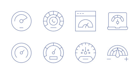 Speedometer icons. Editable stroke. Containing speedometer, dashboard, control.