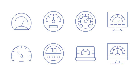 Speedometer icons. Editable stroke. Containing speedometer, dashboard, speed.