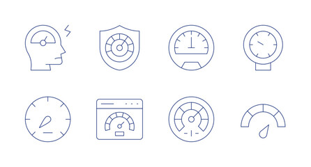 Speedometer icons. Editable stroke. Containing speedometer, barometer.
