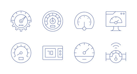 Speedometer icons. Editable stroke. Containing speedometer, measuring, speed, meter.