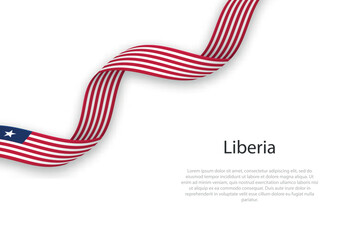 Fototapeta premium Waving ribbon with flag of Liberia
