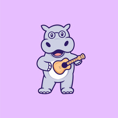 cute hippo logo cartoon 