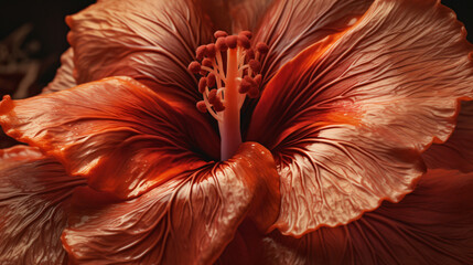 unfolding petals of a Hibiscus flower