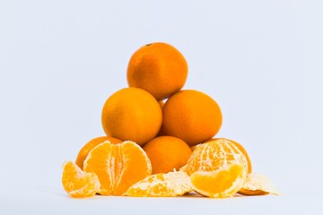 A vibrant image showcasing mandarins on a white background.