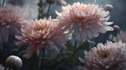 beautiful Chrysanthemum bouquet bathed in soft morning light