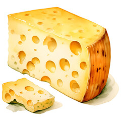 simple clip art of cheese,watercolor illustration