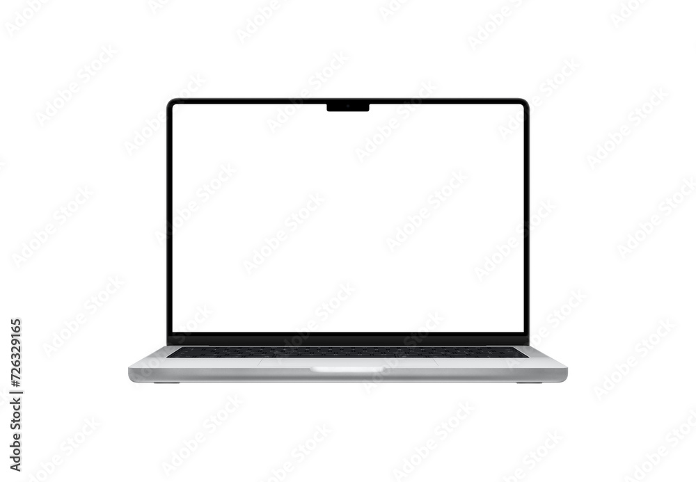 Leinwandbilder modern laptop with a notch display, featuring a built-in camera. transparent isolated screen and bac