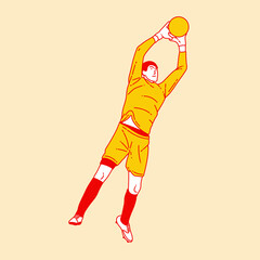 Fototapeta na wymiar Simple cartoon illustration of goalkeeper 3