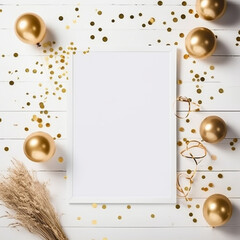 Fototapeta premium Birthday / Wedding Background Mockup Gold, White